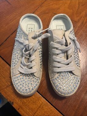 ShuShop Kids Rhinestone Lace-Up Sneakers - Silver